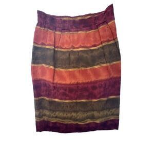 Vintage Jones New York Skirt Womens Medium Multicolor Striped Lined Rayon